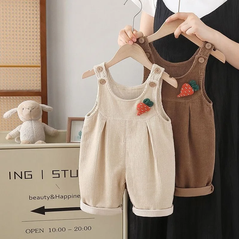Corduroy Pant Warm - Calças com suspensórios para bebês de