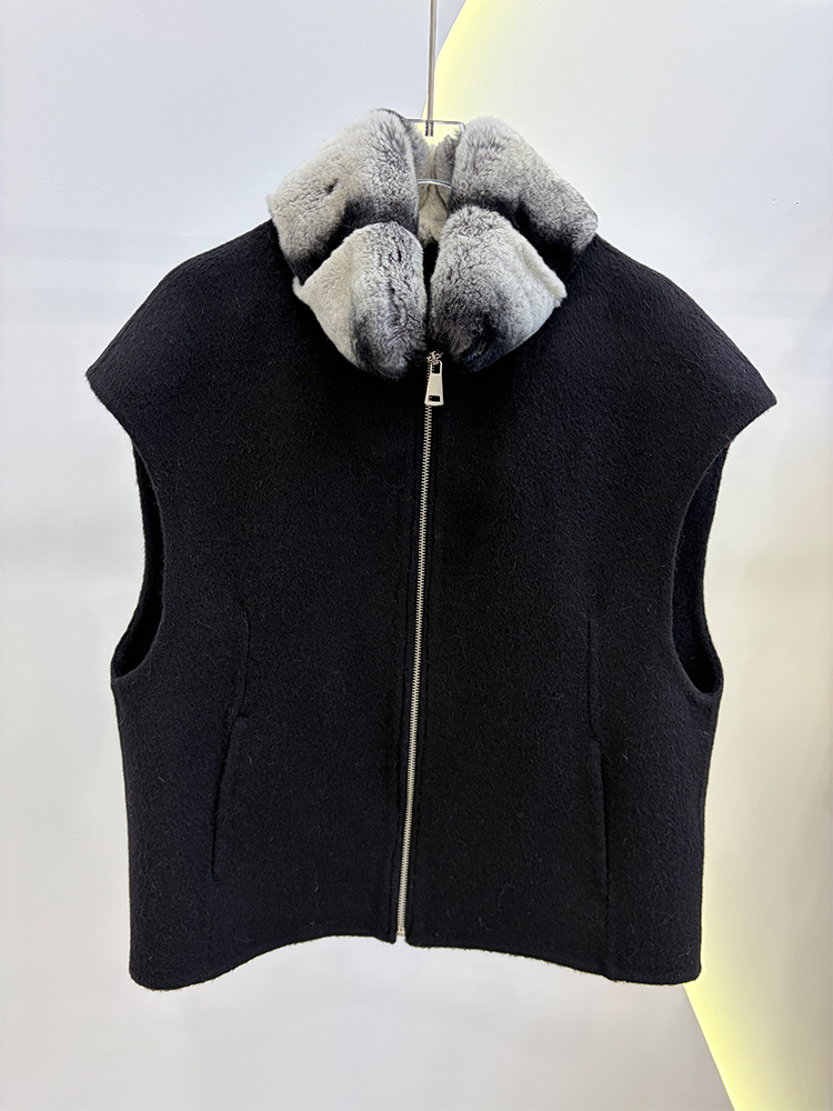 Colete Feminino de Inverno com - Wool Coat Peacoat avaliação e preço